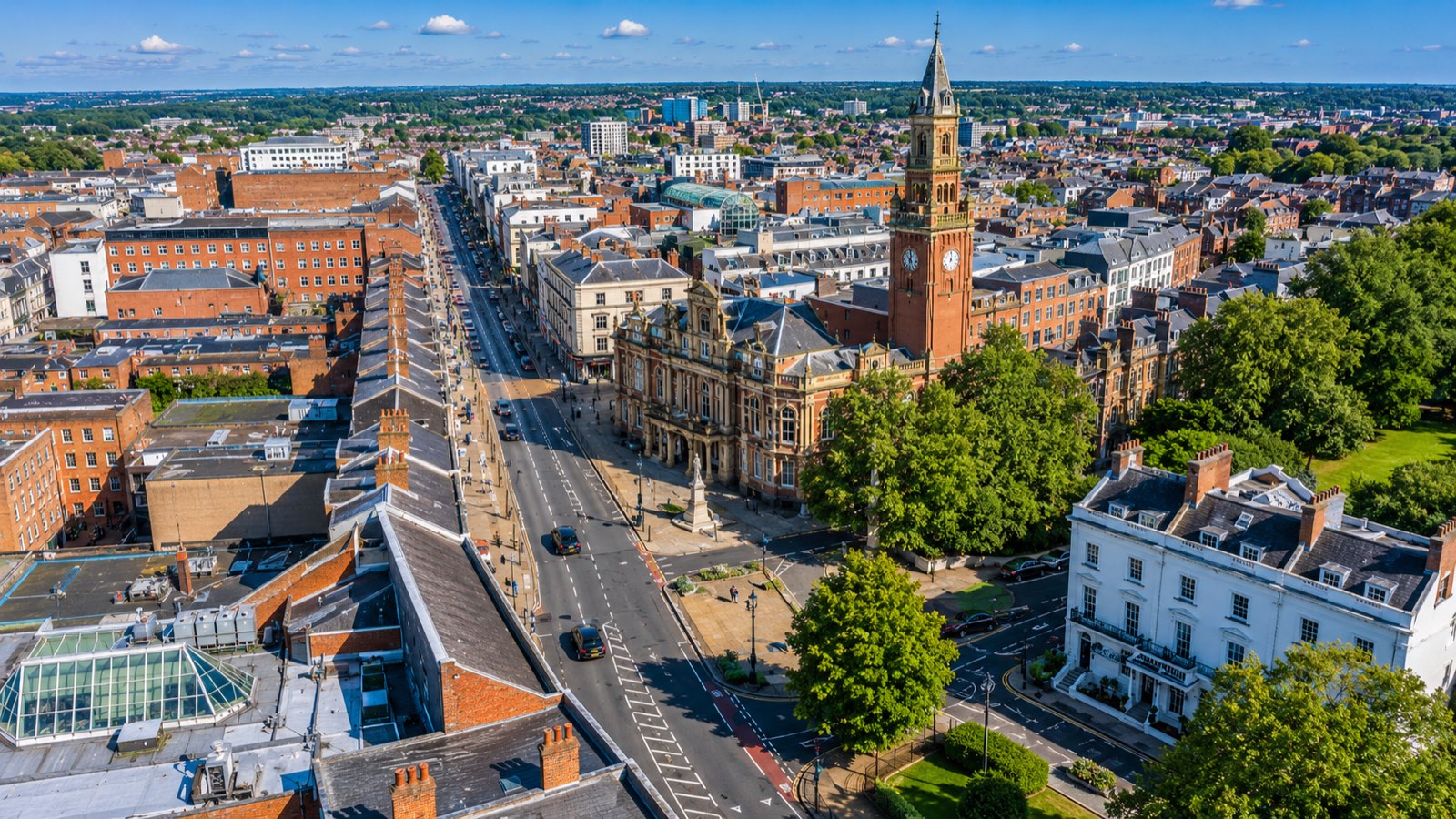 Aerial view of Royal Leamington Spa town centre